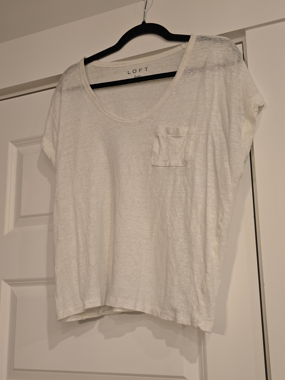 LOFT White Short Sleeve Pocket Tee Top